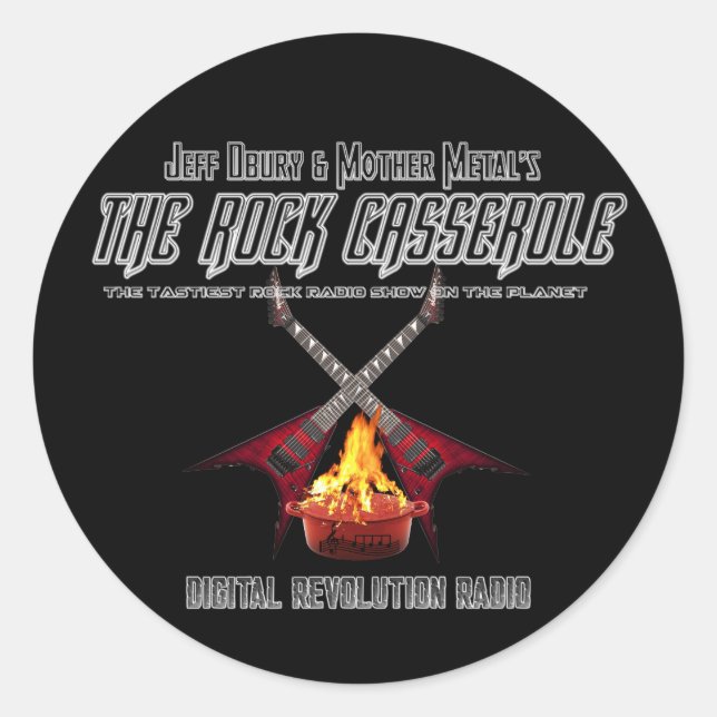 Pegatina Redonda Los Pegatinas brillantes de 3" de Rock Casserole (Anverso)