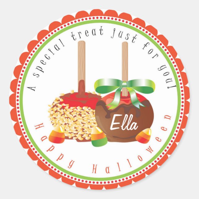Pegatina Redonda Los Pegatinas de Halloween Candy Apple favorecen (Anverso)