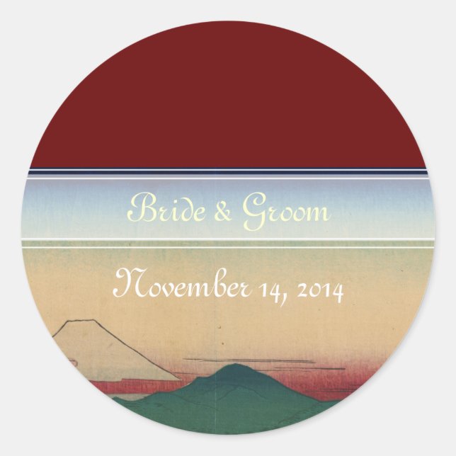 Pegatina Redonda Los pegatinas de la boda japonesa en el río Tama (Anverso)