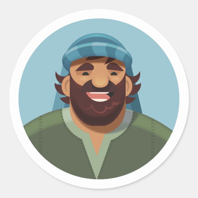 Pegatina Redonda Los Pegatinas de la canción del Pastor: John (Anverso)