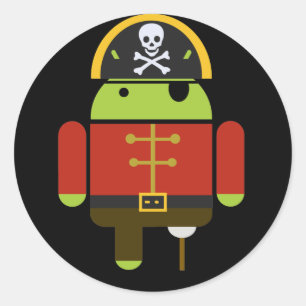 Pegatina Redonda Los Pegatinas piratas de Android