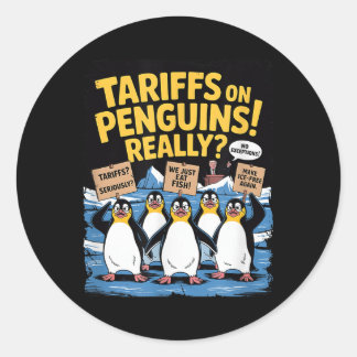 Pegatina Redonda Los pingüinos arancestrales se alzan sobre las div