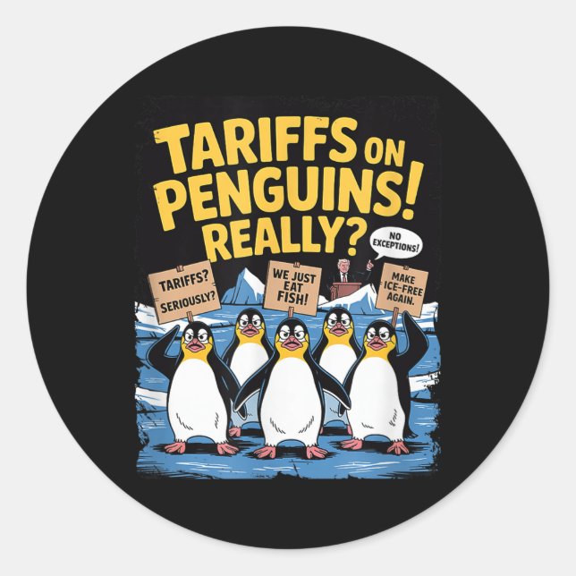 Pegatina Redonda Los pingüinos arancestrales se alzan sobre las div (Anverso)