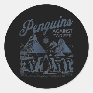 Pegatina Redonda Los pingüinos contra los aranceles escucharon a Tr