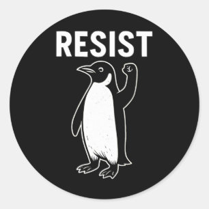 Pegatina Redonda Los pingüinos resisten el activismo pingüino