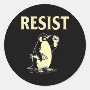 Pegatina Redonda Los pingüinos sarcásticos resisten los aranceles