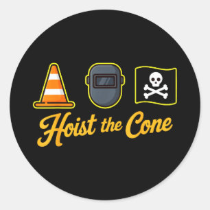 Pegatina Redonda Los piratas izan el cono divertido dicho béisbol p