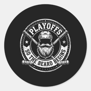Pegatina Redonda Los Playoffs La Barba Comienza Amante del Hockey s