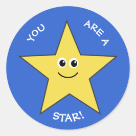 Pegatina Redonda Los profesores de estrellas amarillas alaban el az