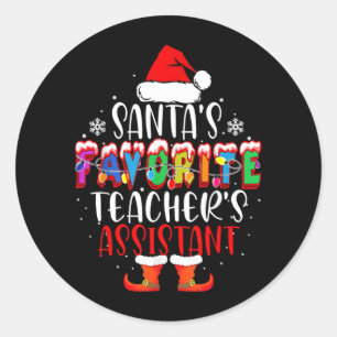 Pegatina Redonda Los profesores favoritos de Santa Navidad divertid