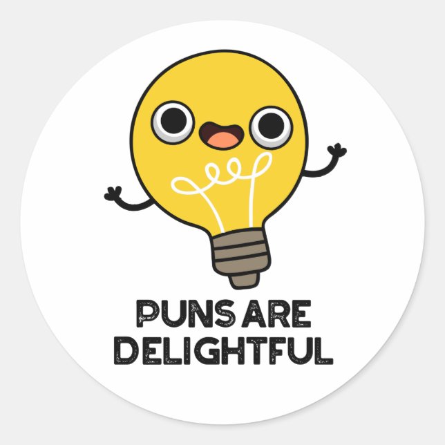 Pegatina Redonda Los Puns Son Muy Graciosos Bulb Pun (Anverso)