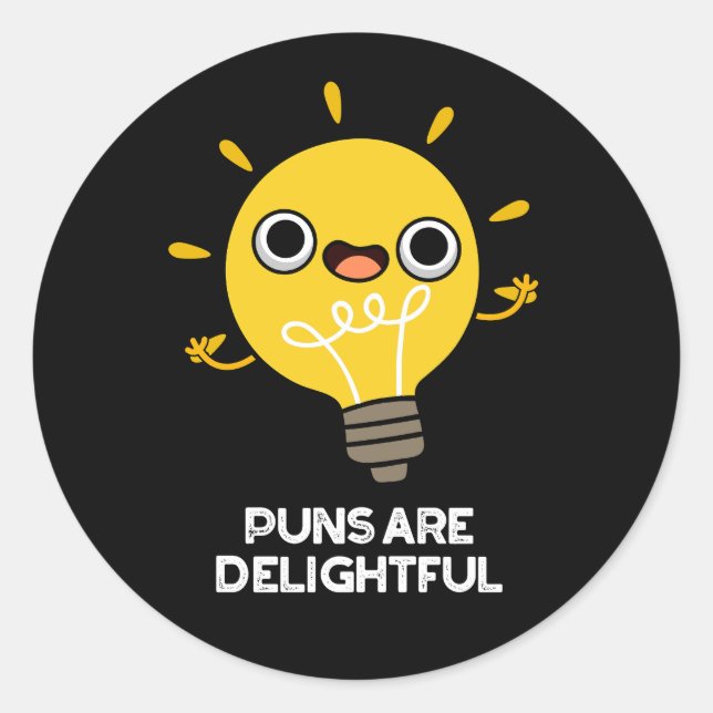 Pegatina Redonda Los Puns Son Muy Graciosos Bulb Pun Dark BG (Anverso)
