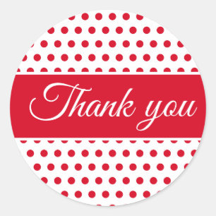 Pegatina Redonda Los puntos rojos de polka blanco son mínimos