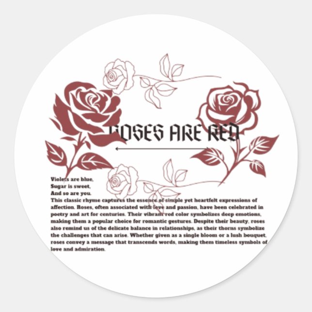 Pegatina Redonda Los rosas son rojos (Anverso)