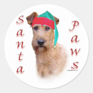 Pegatina Redonda Los Santa Paws del Territorio Irlandés