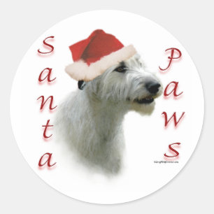 Pegatina Redonda Los Santa Paws del Wolfhound Irlandés