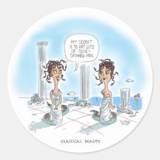 Pegatina Redonda Los secretos de belleza de la Medusa