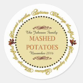 Pegatina Redonda Los sentimientos de Acción de Gracias mezclaron et