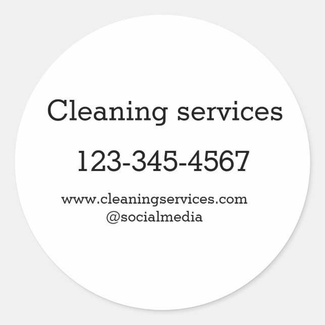 Pegatina Redonda Los servicios de limpieza añaden número de direcci (Anverso)