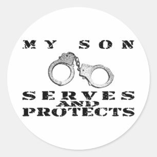 Pegatina Redonda Los servicios del hijo protegen - los puños