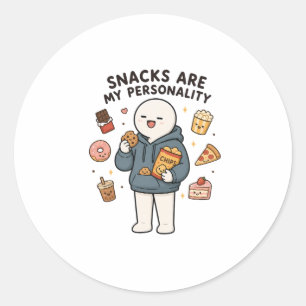 Pegatina Redonda Los snacks son mi personalidad divertido meme de a