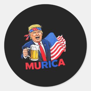 Pegatina Redonda Los Tees divertidos de Trump para beber cerveza ha