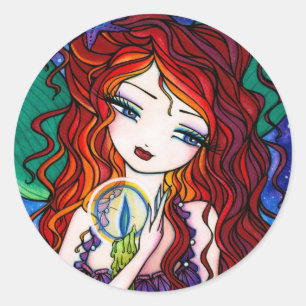 Pegatina Redonda "Los tesoros de Tellulah", hada de fantasía de Sir