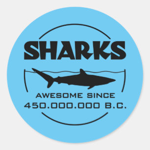 Pegatina Redonda Los Tiburones Asombrosos Desde El 450.000.000 A.C.