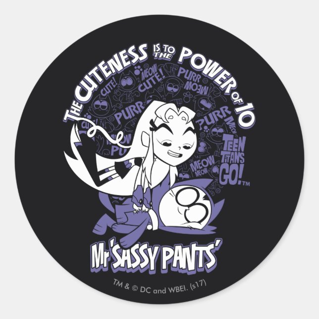 Pegatina Redonda ¡Los titanes adolescentes se van! | Starfire y Mr  (Anverso)