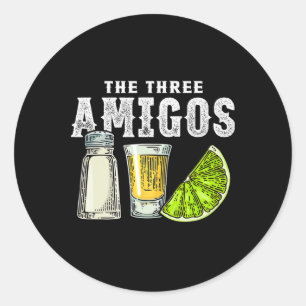 Pegatina Redonda Los tres amigos de la sal de lima Tequila Funny Ci