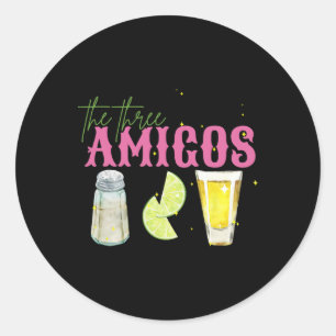 Pegatina Redonda Los tres amigos de la sal de lima Tequila Funny Ci