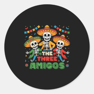 Pegatina Redonda Los tres amigos mexicano cinco de mayo premium