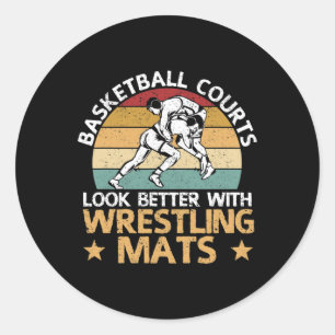 Pegatina Redonda Los tribunales de baloncesto se ven mejor con las 