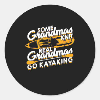 Pegatina Redonda Los verdaderos abuelos van a Kayak