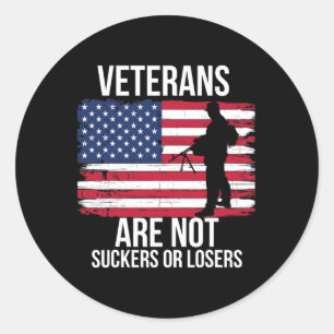 Pegatina Redonda Los Veteranos No Son Suckers Ni Perdedores Biden 2