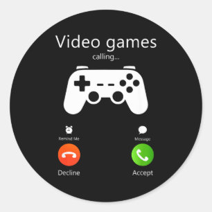 Pegatina Redonda Los videojuegos están llamando divertido juego ret