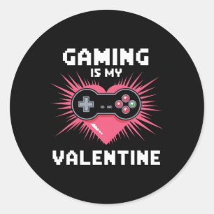 Pegatina Redonda Los videojuegos son mi San Valentín Hombre Mujer N