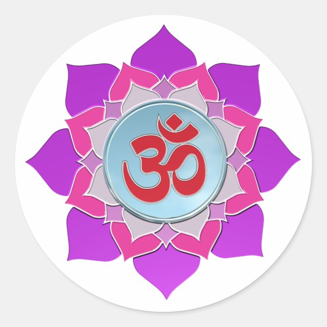 Pegatina Redonda Loto rosa (Anverso)