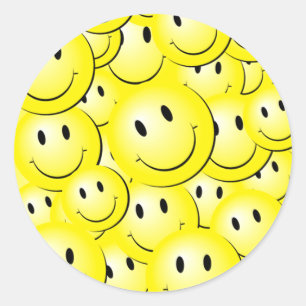 Pegatina Redonda Lotsa Sunny Happy Faces on Pegatinas