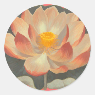Pegatina Redonda Lotus Blossom, Lilypad, símbolo budista de Water L