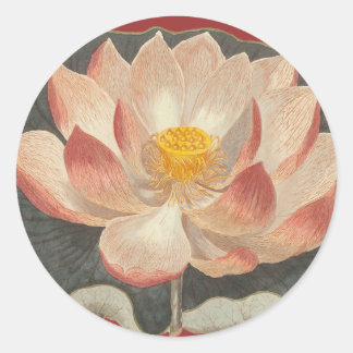 Pegatina Redonda Lotus Blossom, Lilypad, símbolo budista de Water L