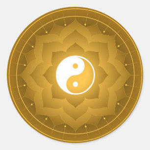 Pegatina Redonda Lotus espiritual Yin Yang