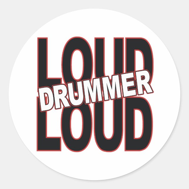 Pegatina Redonda Loud Drummer (Anverso)