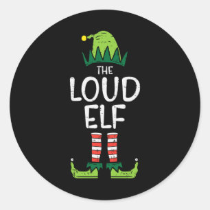 Pegatina Redonda Loud Elf Xmas Matando Navidades Para Niños Familia