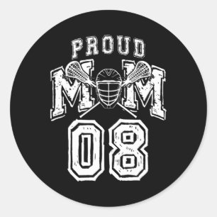 Pegatina Redonda Loud Orgulloso Lacrosse Mom Number Player 08 Mama 