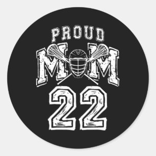 Pegatina Redonda Loud Orgulloso Lacrosse Mom Number Player 22 Mama 