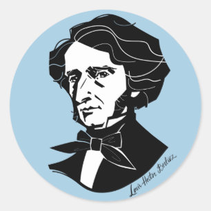 Pegatina Redonda Louis-Hector Berlioz (sobre fondo de color)