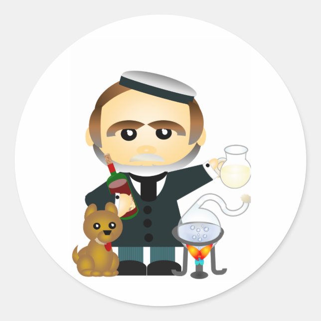 Pegatina Redonda Louis Pasteur (Anverso)