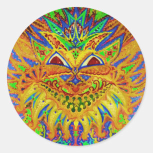 Pegatina Redonda Louis Wain - gato azul de Paisley