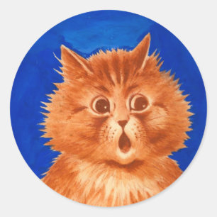 Pegatina Redonda Louis Wain sorprendió al gato Naranja